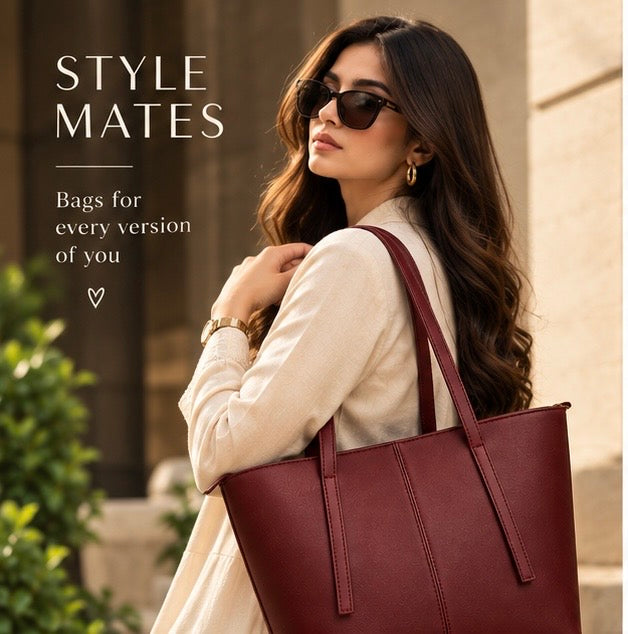 Leather Plain Shoulder Bag