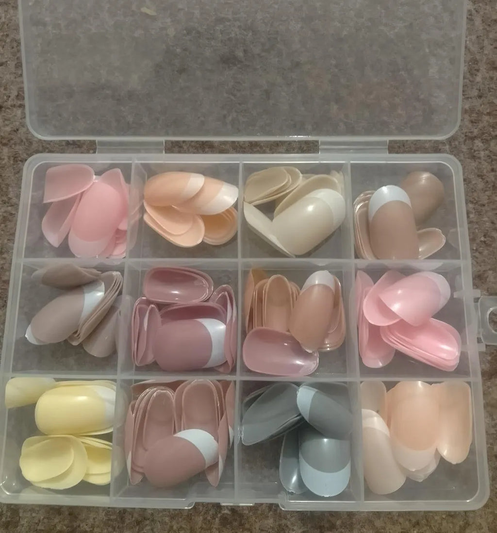 French Tip Nails 144 Pcs Nude Shades Boxed