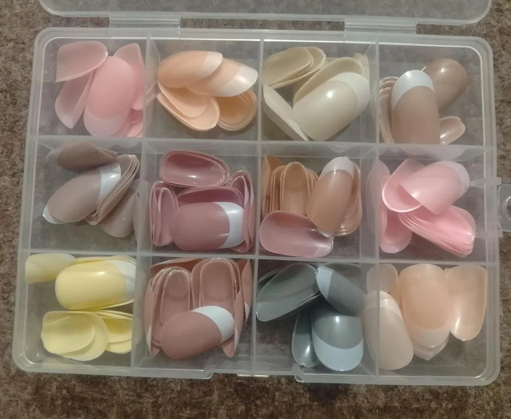 French Tip Nails 144 Pcs Nude Shades Boxed