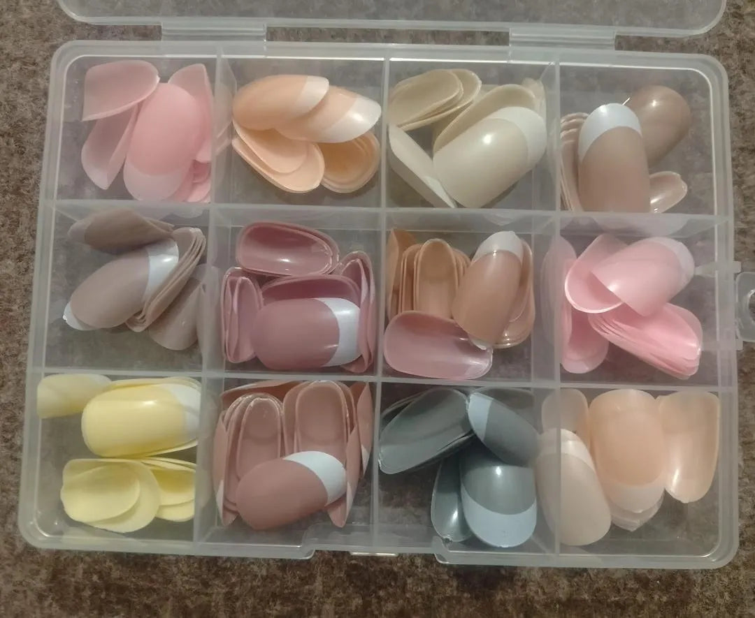 French Tip Nails 144 Pcs Nude Shades Boxed