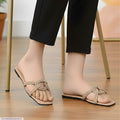 Peach Grace Knot Women's Flat Sandals Size 36-41 Rexine Casual Formal Semi-Formal