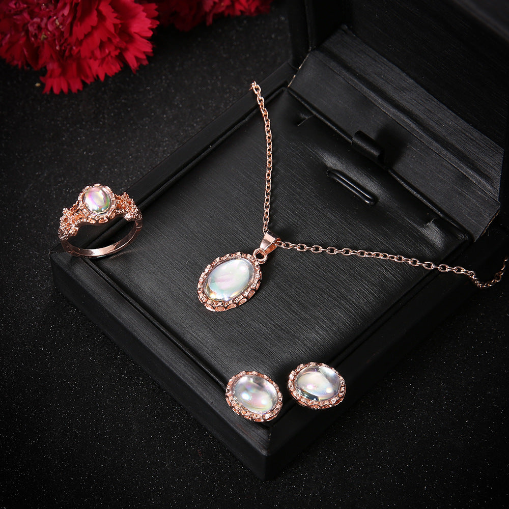 Rose Gold Gemstone Jewelry Set for Women