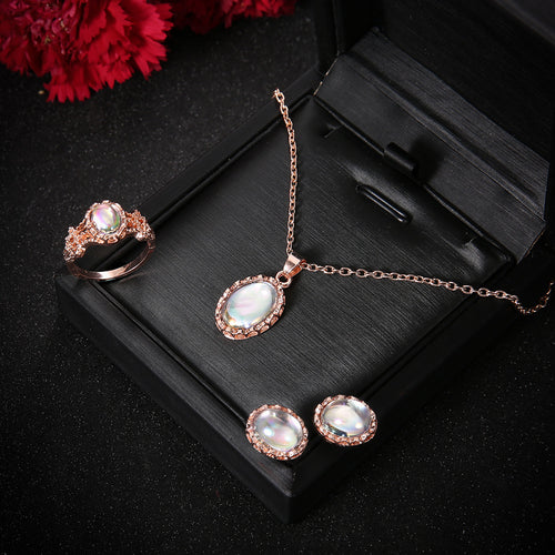 Rose Gold Gemstone Jewelry Set for Women