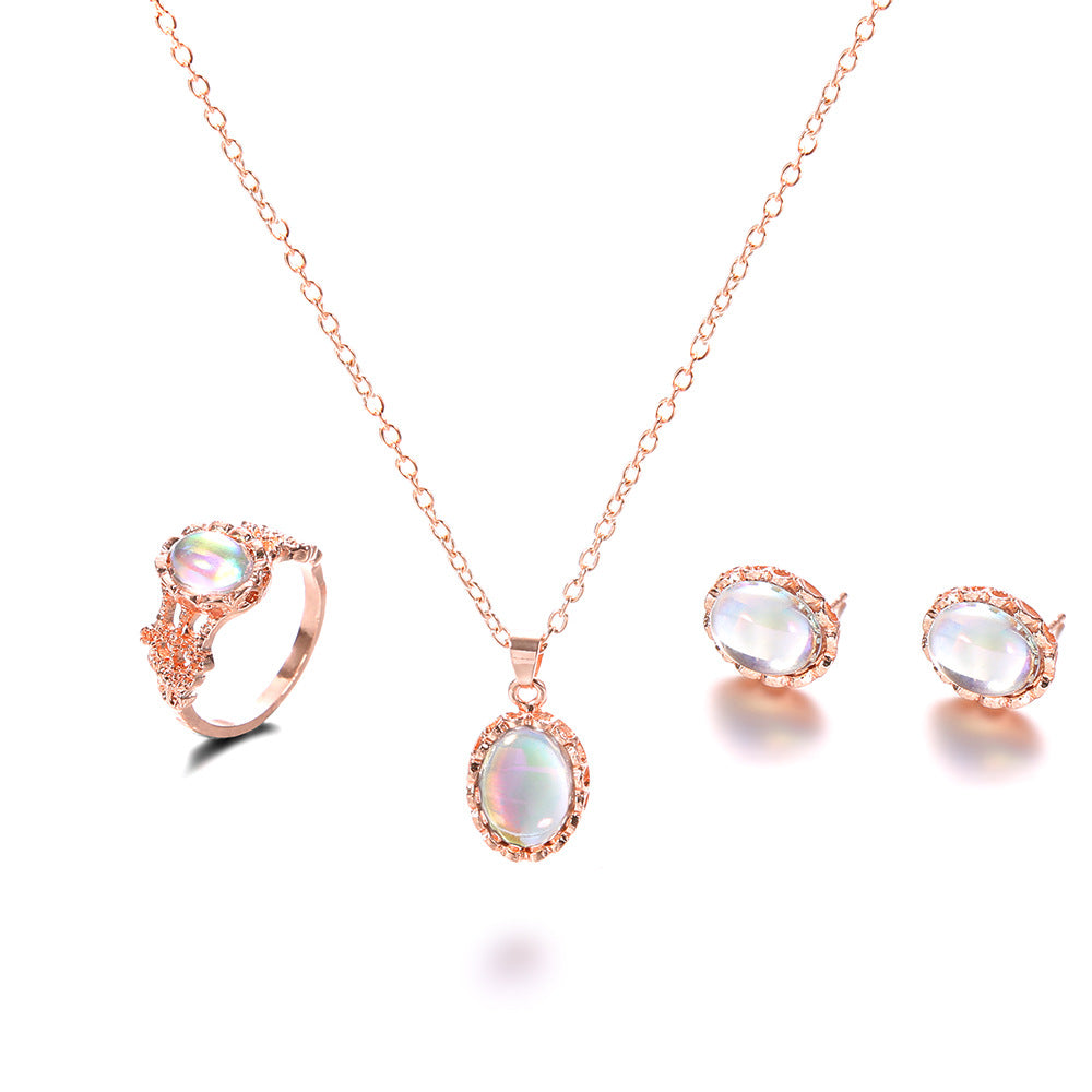 Rose Gold Gemstone Jewelry Set for Women