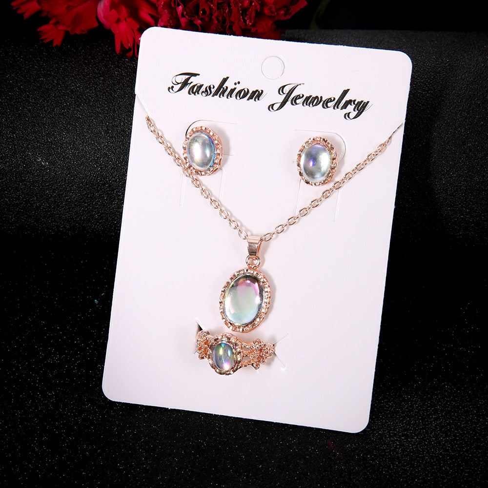 Rose Gold Gemstone Jewelry Set for Women