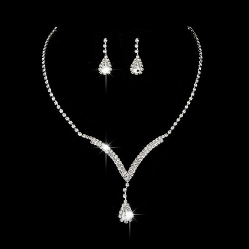 Diamond Water Drop Necklace & Earrings Set for Pakistani Women