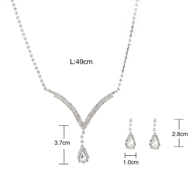 Diamond Water Drop Necklace & Earrings Set for Pakistani Women