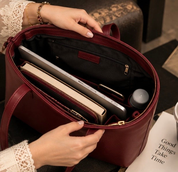 Leather Plain Shoulder Bag