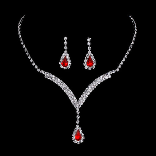 Diamond Water Drop Necklace & Earrings Set for Pakistani Women