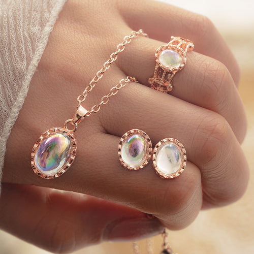 Rose Gold Gemstone Jewelry Set for Women